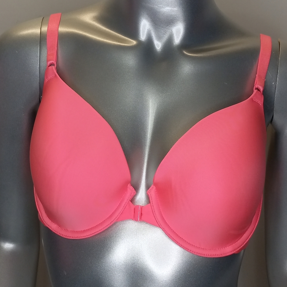 Victorias secret lined Perfect Coverage Bra  pink Front Closure 34D